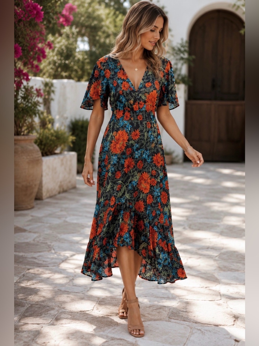 Anthropologie Abel the Label Fantasy Floral Tiered Maxi Dress Size Small